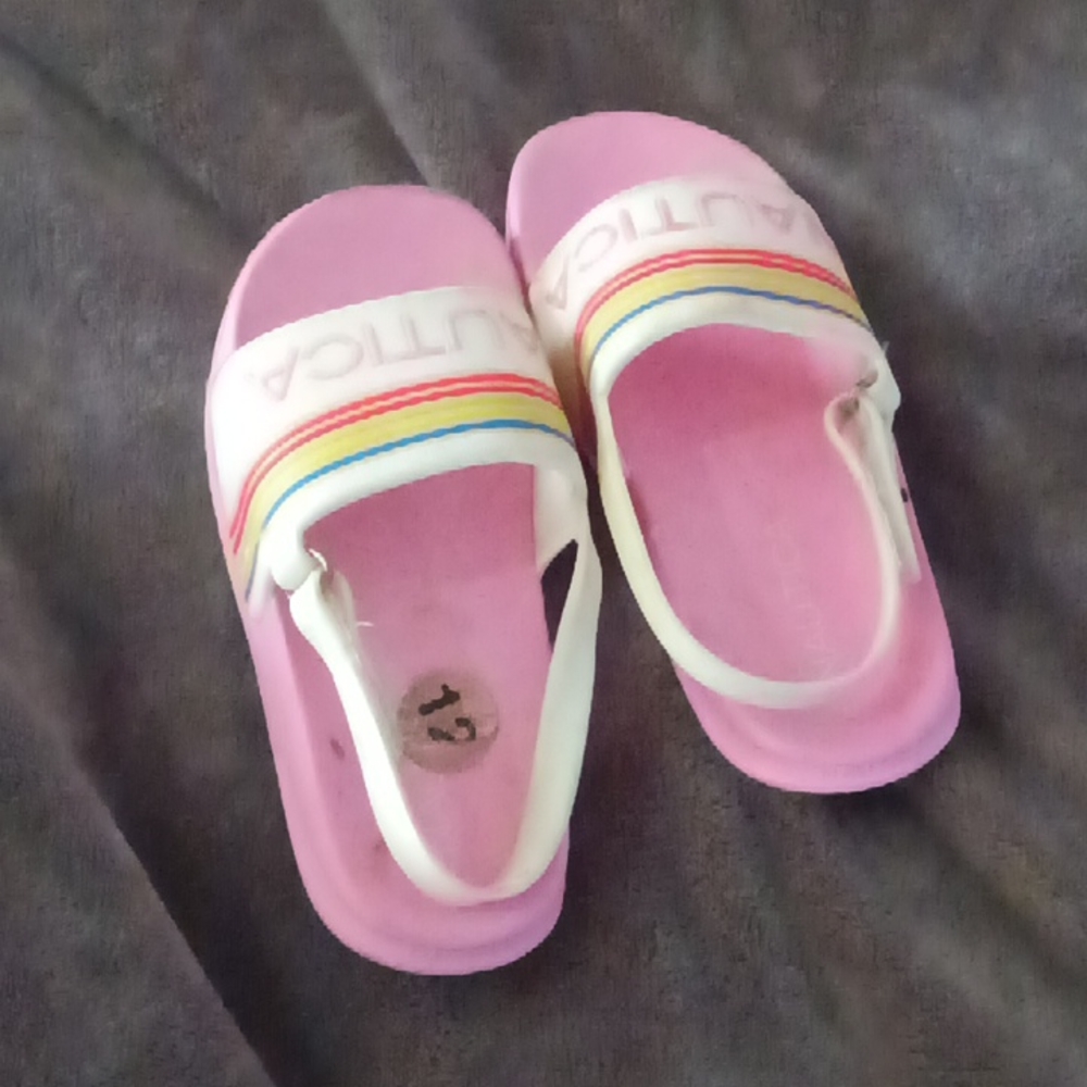 Kids Nautica pink and rainbow sandals